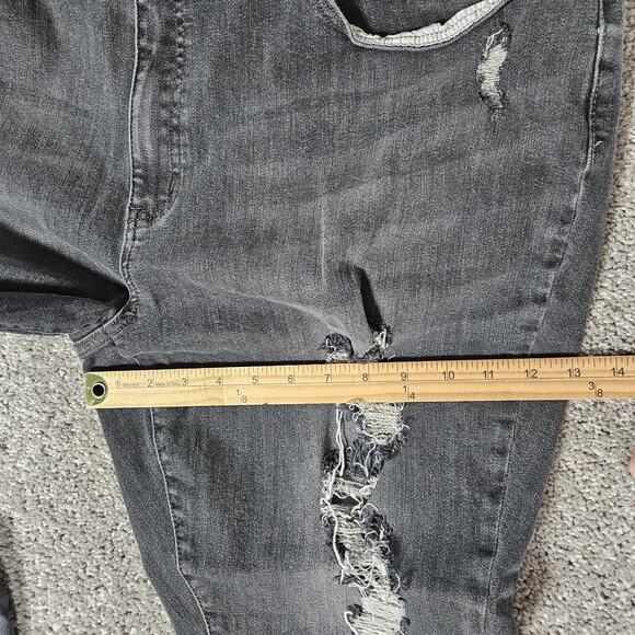 Judy Blue Jeans Womens 24 Faded Black Daisy Distressed Skinny Fit Stretch Boho - Picture 12 of 13